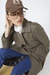 Khaki Trench Coat with Jacket Collar and Sleeve Details 12667