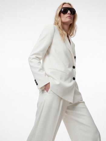 Buttoned Pocket Detail Long Sleeve Cross-Collar Blazer Jacket