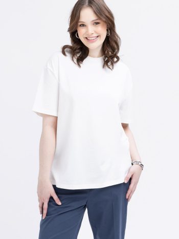 Beige Short Sleeve Embroidered Detail Suprem T-Shirt