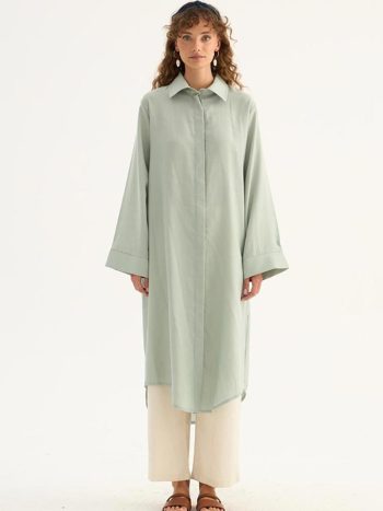 Water Green Curved Hem Tunic