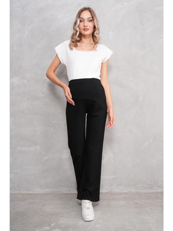 Black Maternity and Postpartum Spanish Flare Waist Adjustable Modal Fabric Sweatpants