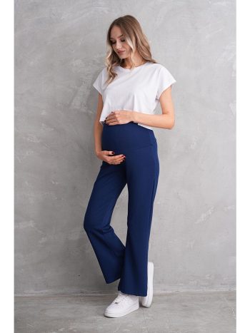 Navy Blue Maternity and Postpartum Spanish Flare Waist Adjustable Modal Fabric Jogger Pants