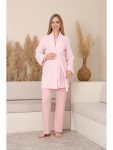 Pink Striped Nightgown Nursing-Friendly Maternity and Postpartum Pajama Set