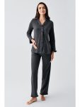 Anthracite Women's Long Sleeve Stretch Cotton Maternity Pajama Set 22112