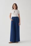 Indigo Blue Elastic Waist Wide-Leg Trousers