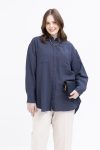 Indigo-Embroidered Shirt Tunic