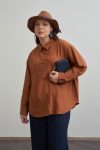 Coffee-Colored Corner Cuff Detailed Stylish Button-Down Shirt