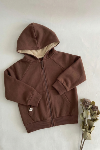 Hooded Zipper Sweatshirt 1-14 Years Brown
