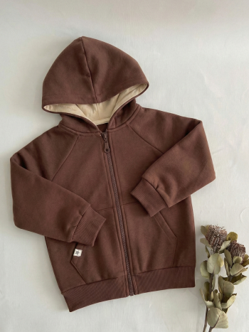 Hooded Zipper Sweatshirt 1-14 Years Brown