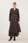 Classic Long Trench Coat with Belt Buckle in Bitter Coffee