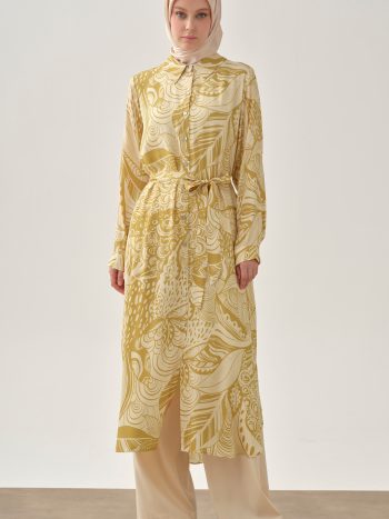Long Belted Pattern Tunic - Saffron