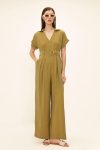 Short Sleeve Belt Detail Modal Jumpsuit GREEN 9342