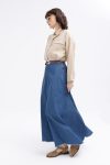 Dark Blue Waistband Elastic Hem Skirt