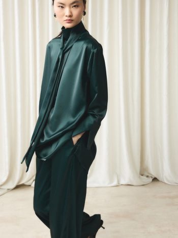 Polka Dot Satin Collar Tie Set - Emerald