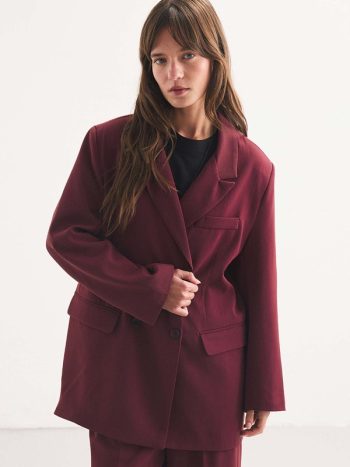 Kruvaze Blazer Mürdüm Ceket