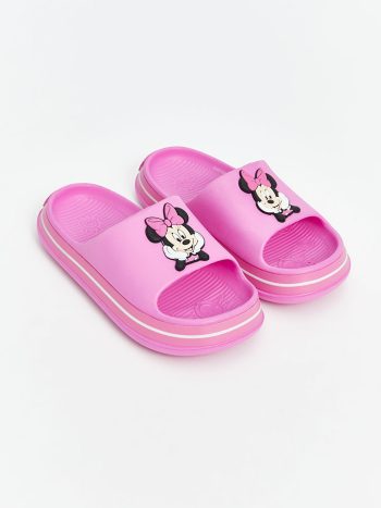 Fuchsia Minnie Mouse Print Girls' Beach Flip-Flops