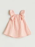 Pink Square Neck Floral Baby Girl Dress