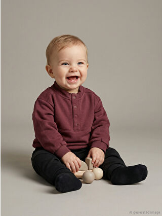 Bordo Erkek Bebek Kalın Sweatshirt ve Eşofman Altı