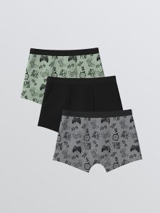 Yeşil Desenli Erkek Çocuk Boxer 3'lü