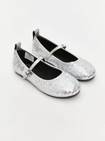 Gray Stone Detailed Girls' Ballet Flats