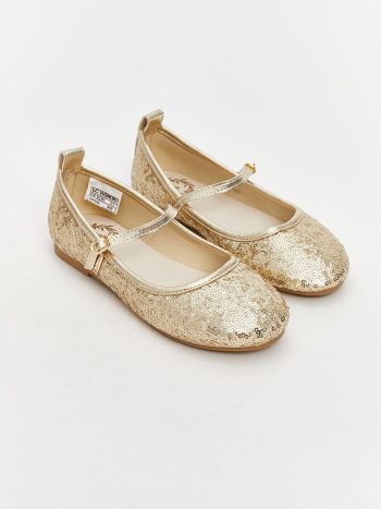 Girl's Ballet Flats with Yellow Stone Detail