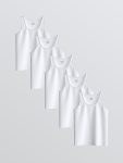 White Crew Neck Boys' Tank Top 5-Pack