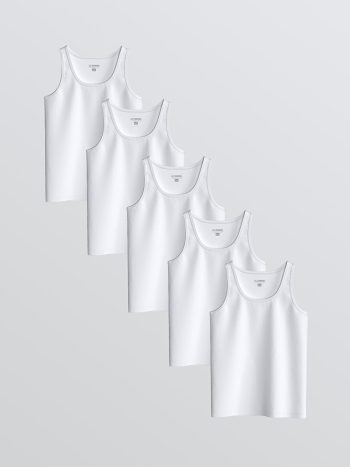 White Crew Neck Boys' Tank Top 5-Pack