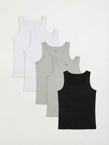 Gray Crew Neck Boys' Tank Top 5-Pack