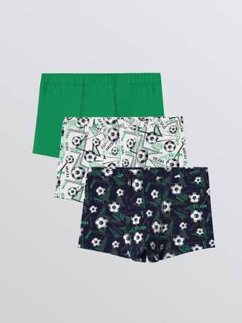 Navy Blue Printed Boys' Boxer 3-Pack