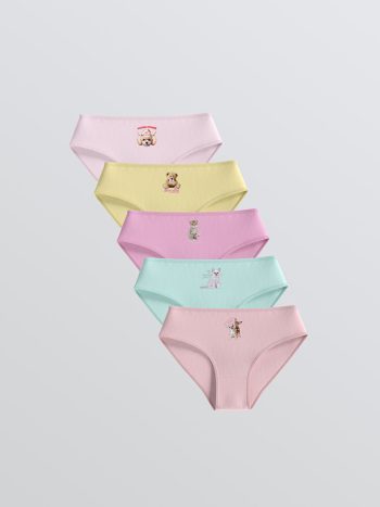 Pink Girls' Printed Panties 5-Pack