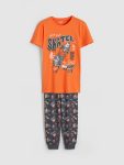 مجموعة بيجاما للأولاد مطبوعة باللون البرتقالي
