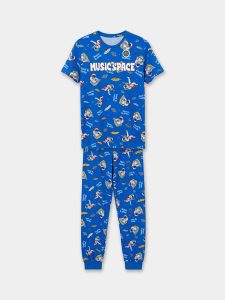 Blue Bicycle Collar Print Boys' Pajama Set