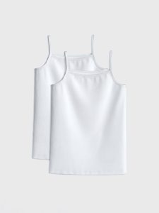 White Square Neck Spaghetti Strap Girls' Tank Top 2-Pack