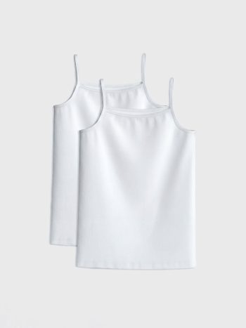 White Square Neck Spaghetti Strap Girls' Tank Top 2-Pack