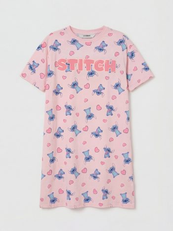 Pink Stitch Print Girls' Nightgown