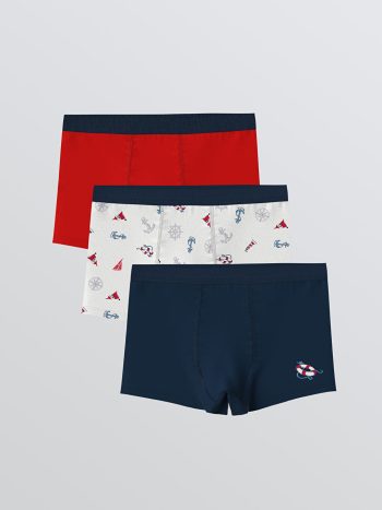 White Printed Boys' Boxer 3-Pack