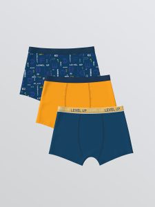 Navy Blue Printed Boys' Boxer Briefs 3-Pack
