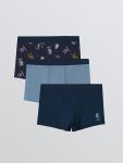 Navy Blue Printed Boys' Boxer 3-Pack