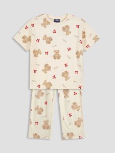 Pink Printed Girls' Pajama Set