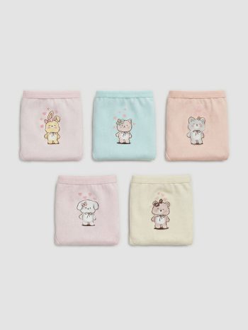 5-Pack Pink Printed Girls' Panties