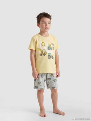 Yellow Bicycle Collar Boys' Shorts Pajama Set