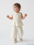 Beige Floral Baby Girl Blouse and Pants Set