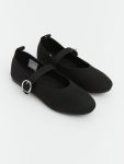 Black Suede-Look Girls' Ballet Flats