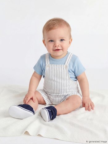 Beige Striped Boys' Baby Romper and T-Shirt Set