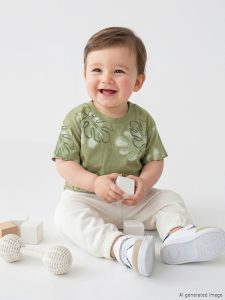 Yeşil Yaprak Baskılı Erkek Bebek Tişört Ve Pantolon