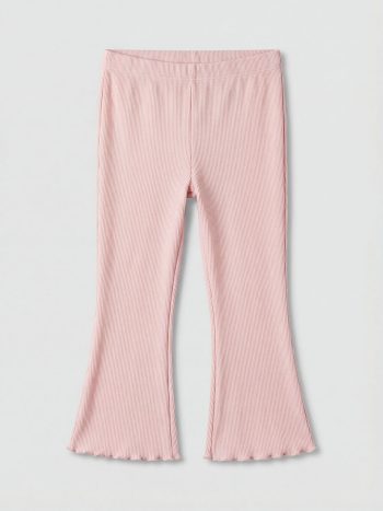 Pink Spanish Flare Ribbed Knit Leggings for Baby Girls