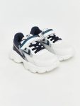 White Lace-Up and Hook-and-Loop Boys' Sports Shoes