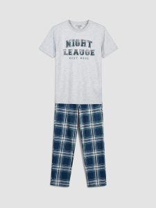 Grey V-Neck Boys' Pajama Set