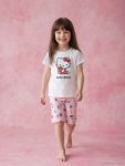 Ecru Hello Kitty Printed Girls' Shorts Pajama Set