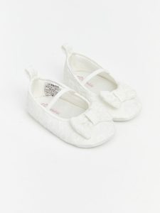 White Patterned Pre-Walking Shoes for Baby Girls